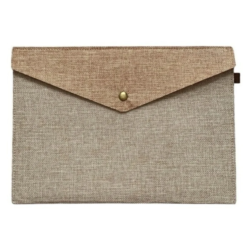 Canvas Laptop Briefcase Document Bag Grey Beige Unisex 13x9 NWOT
